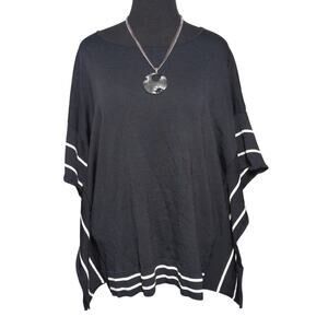 Jayley Collection Womens One Size Black Poncho Top Silk Cashmere Blend